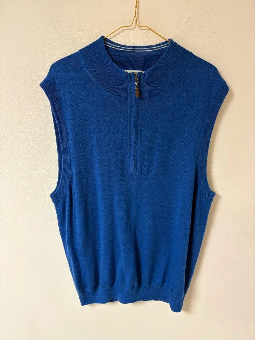 Donald Ross “Golf” Royal Blue Sleeveless Zip-Neck Sweater Vest Large